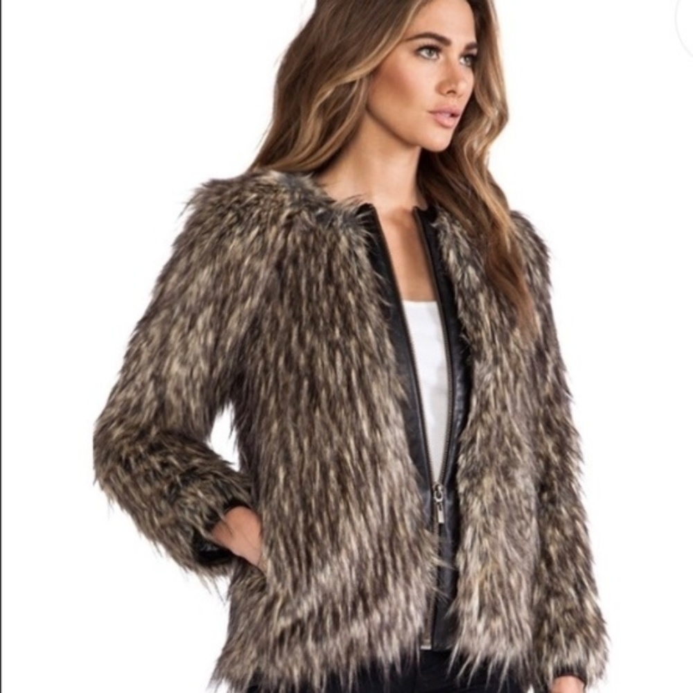 Faux Fur Leather Moroccan Jacket Shaggy
